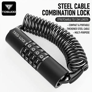TOSUOD Cadenas <span class=keywords><strong>antivol</strong></span> 4 chiffres en alliage de zinc <span class=keywords><strong>pour</strong></span> vélo, câble en acier de 150 cm, <span class=keywords><strong>pour</strong></span> casque de moto et vélo, portable et durable - Product Image 6