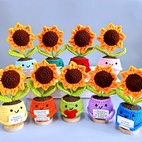 Poupées au crochet faites à la main, personnalisées et mignonnes, en forme de tournesol, pour le soutien émotionnel, avec ornement de pot de fleurs artificielles, pour cadeaux de la Saint-Valentin