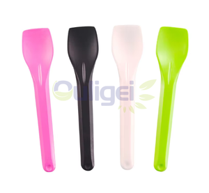 Vente en gros jetable 100% compostable amidon de maïs 6 pouces cuillère à glace en plastique mini yaourt cuillère à crème glacée cuillère à fromage - Product Image 1