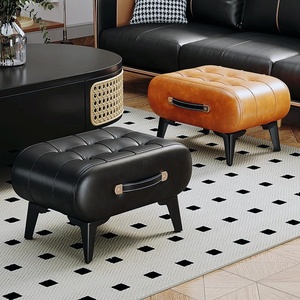 <strong>Stool</strong> New Sale Dining Square Modern Indoor Home Luxury Foot Step Living Room Furniture Metal Chairs Ottoman Gold <strong>Leather</strong> <strong>Stools</strong> - Product Image 3