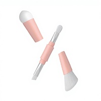 Ensemble de maquillage de voyage personnalisable 4 en 1 en aluminium avec embout en aluminium, éponge, fard à paupières, crayon à sourcils, blush, poudre de mélange (double embout modulable)