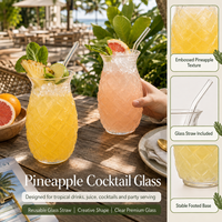 Tasse en verre ananas en borosilicate haute résistance avec poignée, résistante à la chaleur, pour jus, cocktails, café, restaurant, logo personnalisé