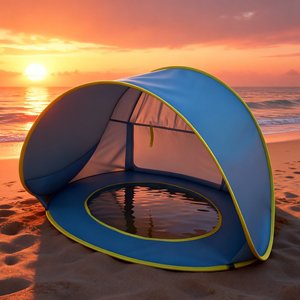<span class=keywords><strong>Tente</strong></span> de plage pour enfants Da Niu, pliable, à montage rapide, protection solaire, bleu rose, maisonnette de jeu extérieure pratique pour bébé, quatre saisons - Product Image 2