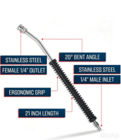 Lance d'extension courte en acier inoxydable pour nettoyeur haute pression, remplacement de lance de nettoyeur haute pression, connecteur rapide 1/4 pouce