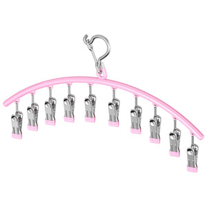 Stainless Steel Curved Clothes Rack With 10 <b>Clips</b> Anti Slip For Socks Underwear Balcony Use - Product Image 2