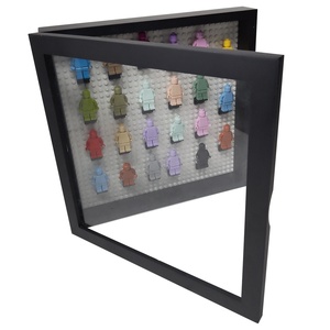 Cornice Fotografica in Mattoni Neri con Apertura Frontale in Legno e Vetro Reale, Espositore da Parete <span class=keywords><strong>per</strong></span> Minifigure - Product Image 5