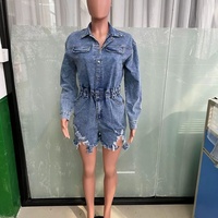 Nouvelle Collection 2026 : Culottes en jean délavé, style européen, taille élastique, avec volants décoratifs et coupe ample.