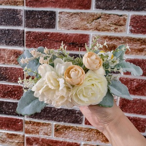 Bouquet mural de fleurs artificielles CallaFloral avec roses pour la décoration intérieure, accessoires de mariage, tissu tissé en plastique CF01439 - Product Image 2