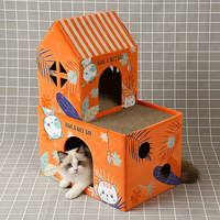 Maison pour chat en carton ondulé exclusive transfrontalière, personnalisation des matériaux en petites séries prise en charge, épaissie et imperméable, vente en gros d'usine