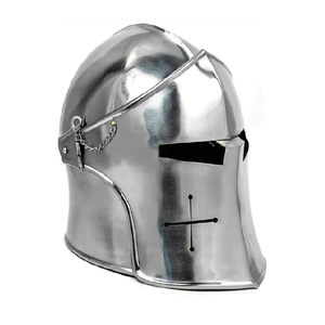 Casco de caballero decorativo, tocado de estilo de armadura coleccionable hecho a mano plateado pulido para exhibición, decoración del hogar y eventos - Product Image 5