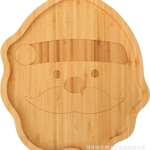 Plateau de Noël créatif en bambou, design visage de Père Noël, pour servir des desserts, des fruits, des aliments pour bébés, utilisation en restaurant - Product Image 1