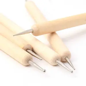 DIY Craft Tools Wooden Handle Red Handle Crimper Shaper Leather Sculpture Tracing Pen Iron Pen Scribing Pen