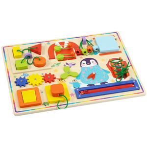 Busy Board Wooden Educational Toy For Infants And Toddlers 1-3 Years Old With Zipper Lace And <b>Clock</b> Activities - Product Image 3