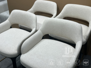 Good Selling Italian Metal Base Restaurant <b>Dining</b> Room Chair Luxury Hotel Front Desk <b>Stool</b> Fabric Upholstered Barstool Fabric Up - Product Image 6