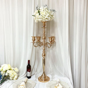 Modern Professional Simple Gold Crystal Beaded Iron <b>Candle</b> Holder Tall for <b>Wedding</b> Centerpiece Table Decoration - Product Image 3