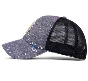 NUOVO STILE di alta qualità della molla delle donne di sport di modo del cappello di strass bling velluto berretti da baseball con la maglia