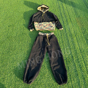 Ensembles de sweatshirts à capuche et à double capuche camouflage avec patchs en éponge française personnalisés Survêtements pour hommes - Product Image 6