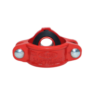 Raccord en T mécanique WFHSH homologué FM UL 2*1-1/4" pour système de lutte contre l'incendie, en fonte ductile, avec support fileté