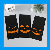 Paquet de bonbons d'Halloween Emballage de cadeau de vacances Couleur orange Ruban imprimé Zip OPP Sac en plastique à poche plate