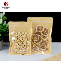 Papier kraft imprimé personnalisé, sac d'emballage Transparent à fermeture éclair pour cosmétique, Top graine fleur, auto-scellant