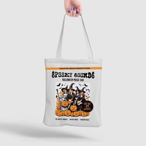 DLBZ Custom Fashionable Eco Friendly Durable <b>White</b> Canvas Cotton Halloween Tote <b>Bag</b> with Rope Handle for Daily Use - Product Image 3
