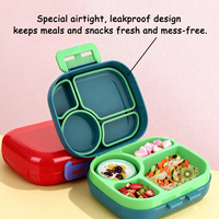 Lot de boîtes à lunch coréennes en plastique sans BPA à 4 compartiments avec couvercle en plastique pour enfants – Nouveauté en gros
