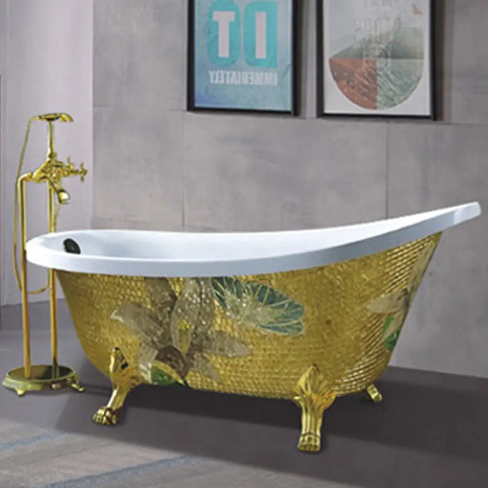 BALISI freestanding bathtub feet classic clawfoot cheap white color soaking gold color mosaic portable bathtub