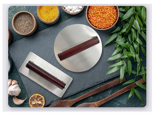 Presse à viande 2-en-1 en acier inoxydable avec manche en bois de hêtre, antiadhésive, écologique, pour hamburgers, steaks, teppanyaki, compatible lave-vaisselle - Product Image 6