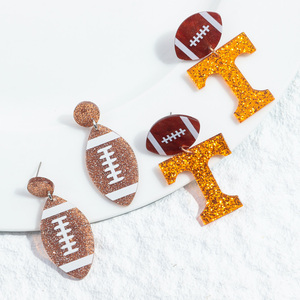 Personalità Hip hop sport Star Team Sans Rugby stampa divertente Glitter gioielli americano calcio acrilico orecchini pendenti 2024 - Product Image 2