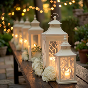 Ornate Metal <b>Lantern</b> with Candle <b>Light</b> Eco-friendly <b>Indoor</b> Decor Square Shape Good Quality Adult Use Ramadan - Product Image 1