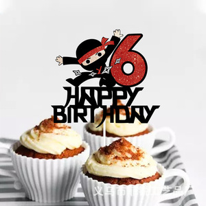 Tema freccette Boy <span class=keywords><strong>6</strong></span> HAPPY BIRTHDAY Glitter carta Cake Topper forniture decorazione per festa di compleanno <span class=keywords><strong>6</strong></span> - Product Image 1