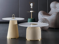 Table d'appoint circulaire en métal portable de style italien minimaliste moderne et luxueux pour le salon