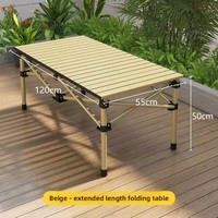 Table longue pliante portable pour barbecue de style stand, mobilier d'extérieur, équipement de pique-nique et de camping, en aluminium léger à quatre pieds