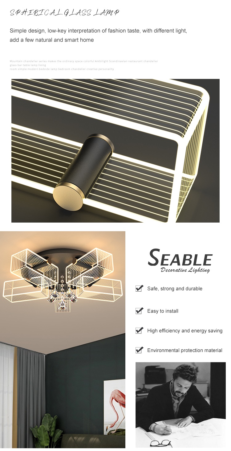 High Quality Indoor Luxury Decoration Acrylic Bedroom Living Room Modern LED Ceiling Lamp