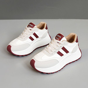 Nouvelles baskets décontractées à plateforme pour femme, été et automne 2026, avec rembourrage, style sport, coutures en cuir, adaptées pour - Product Image 1