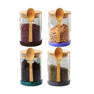 Contenants en verre transparent de qualité alimentaire en borosilicate avec couvercle en silicone pour la cuisine, ensemble de pots à épices avec cuillère - Product Image 5