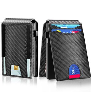 Carbon Fiber Texture <b>Wallet</b> With Multiple <b>Card</b> Slots Magnetic <b>Holder</b> <b>For</b> Men Black - Product Image 5