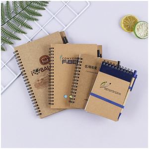 Custom Printing Eco-Friendly Kraft Paper Journals Hardcover Notebook with Pen Personalized Office Stationery Spiral Notebook - Product Image 5