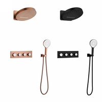 Système de douche thermostatique encastré en laiton pour salle de bain, avec pommeau de douche rond et ensemble de douche de plafond effet pluie