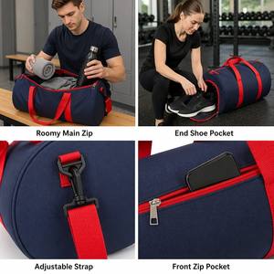 Sac de sport Barrel Gym, sac de voyage contrasté avec poche à chaussures, sangle réglable pour le fitness, les voyages, les séjours d'une nuit, le basketball - Product Image 3