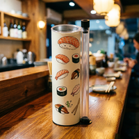 Boîte cylindrique en papier biodégradable de qualité alimentaire personnalisée pour l'emballage de sushis à emporter avec compartiment à sauce et couvercle à ouverture facile