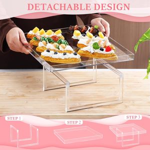 Suporte de sobremesa em acrílico transparente com luz LED para cupcake e mesa de exibição de buffet de casamento, 3 unidades - Product Image 2