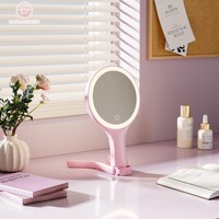 Cermin Rias Genggam Lipat dengan Lampu LED, Pabrik OEM ODM, Pemasok Grosir Portabel, Logo Kustom