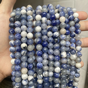 ลูกปัดโซดาไลต์ธรรมชาติขัดเงา/ด้าน เกรด 5A สำหรับทำเครื่องประดับ สีฟ้า ขนาด 4 มม. 6 มม. 8 มม. 10 มม. 12 มม. ความยาว 15 นิ้ว - Product Image 5