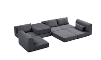 Ensemble de canapés modulaires carrés modernes rembourrés de 100 pouces pour appartement, avec 5 coussins, idéal pour les salons et les écoles