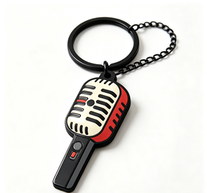 Metal Microphone Key Chain Enamel <b>Charm</b> Pendant <b>Keyring</b> Custom Logo Gift Accessory - Product Image 2
