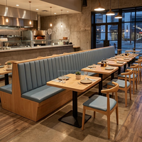 Meubles de restaurant industriels modernes, banquette en bois massif, canapé, table à manger, chaises, banquette double face pour l'hôtellerie