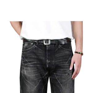 다크 빈티지 하이 웨이스트 플레어 청바지 가벼운 워시 고민 스타일 100% 면 자수 가을 ODM - Product Image 4