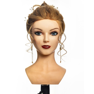 <span class=keywords><strong>JO3</strong></span> 100% Echthaar-Übungskopf mit Schultern für Haarstyling Realistischer Plastik-Mannequin-Übungskopf - Product Image 2