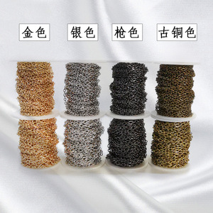 Chaîne pour la confection de vêtements, rouleau de 10M, composants de bijoux plats et ronds plaqués fer - Product Image 3